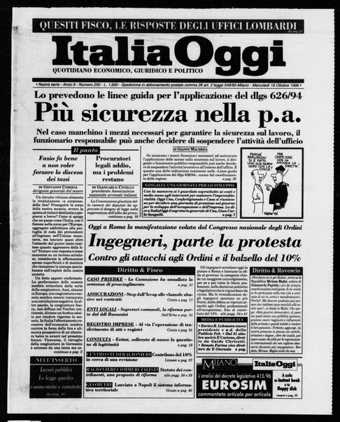 Italia oggi : quotidiano di economia finanza e politica